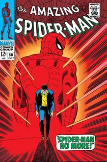 Spider-Man standing at a crossroads, cowl discarded