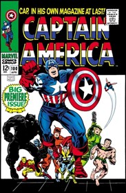 Captain America in action on comic cover