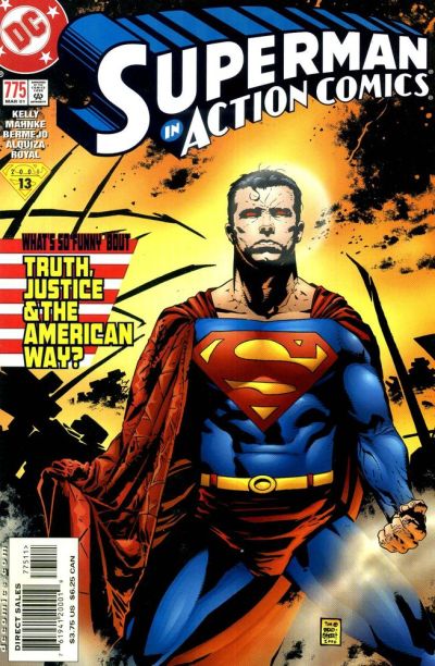 Superman confronting the Elite in battle