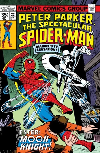 Moon Knight and Spider-Man in comic battle