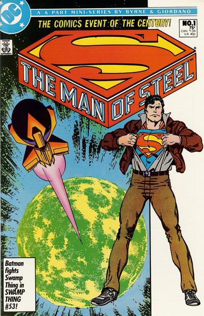 Superman stands heroic in classic costume