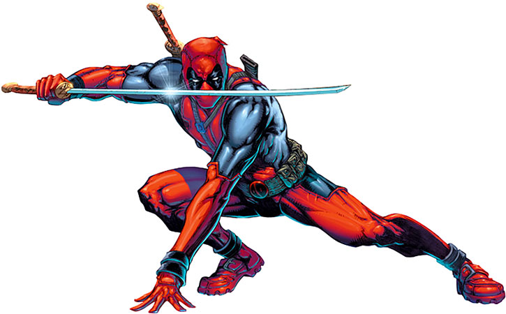 Deadpool in red and black suit