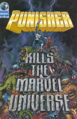 Punisher standing over fallen Marvel heroes