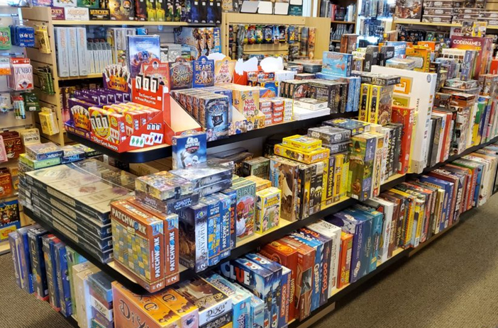 Local comic book store display shelves