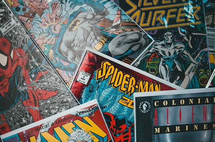 Stack of comic books for sale