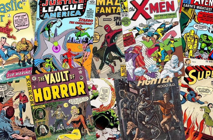 Silver Age comic book collection on display