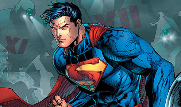 Superman flying powerfully toward the camera