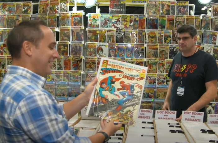 Comic book bins at a store
