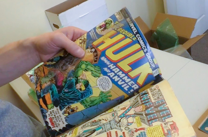 Blurry, poorly lit comic book photo