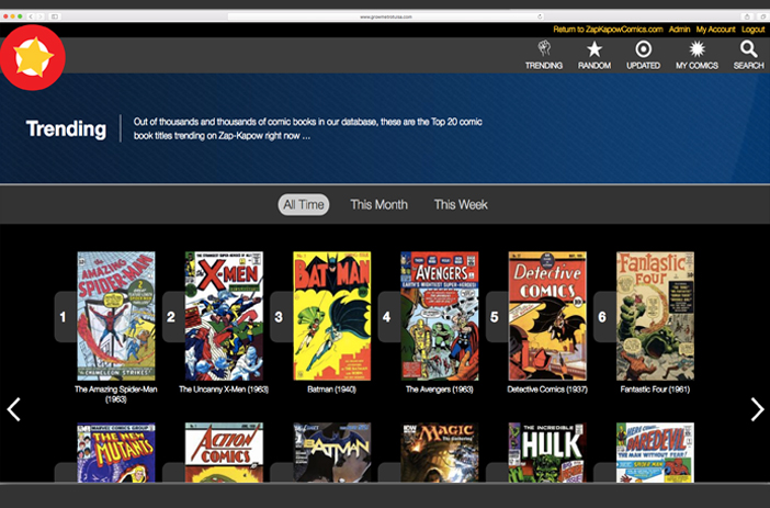 Comic book price lookup web app interface