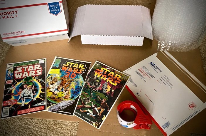 Comic books wrapped for secure mailing