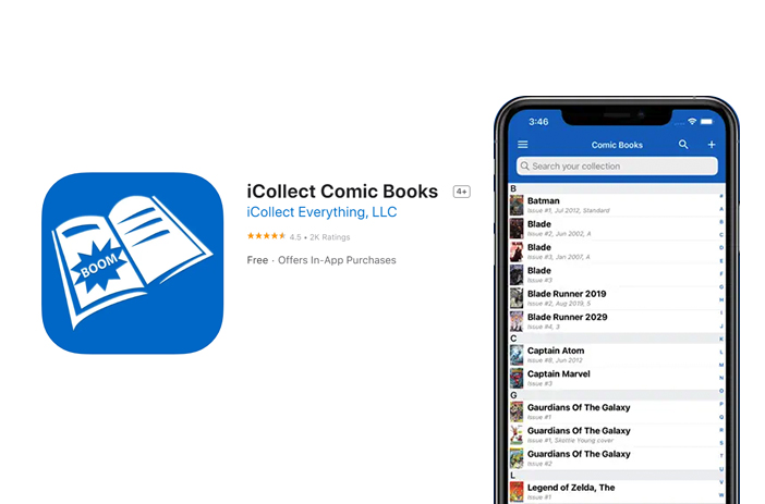 iCollect Comic Books app interface screenshot