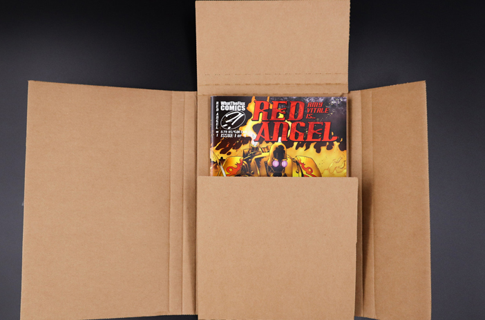 Cardboard mailer box sealed with tape
