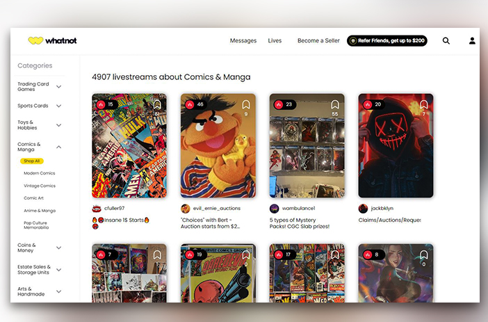 Person streaming comics show on camera