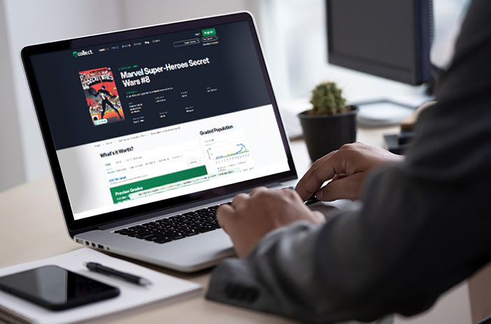Comic book price guide database on screen