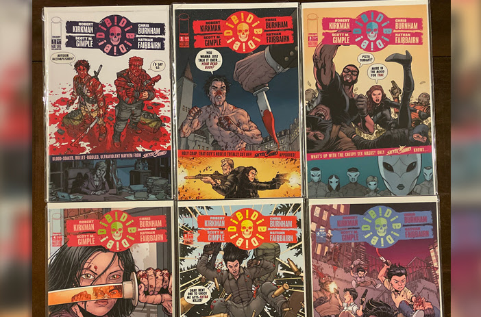 Limited run comic book series covers displayed
