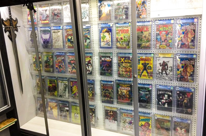 Comic book displayed in museum glass frame