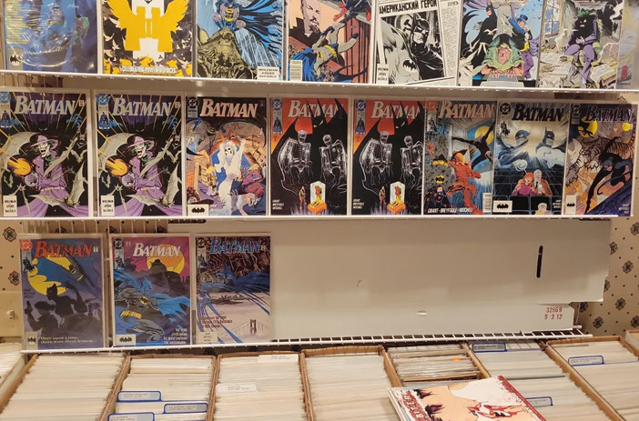 Bronze Age comic books on display