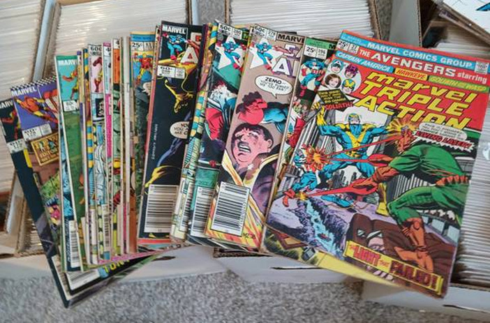 Bronze Age comic books on display