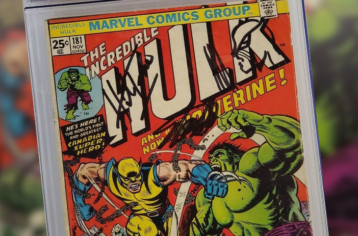 Comic book with forged signature closeup