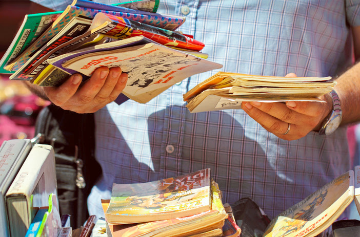 Childhood comic books stacked with fond memories