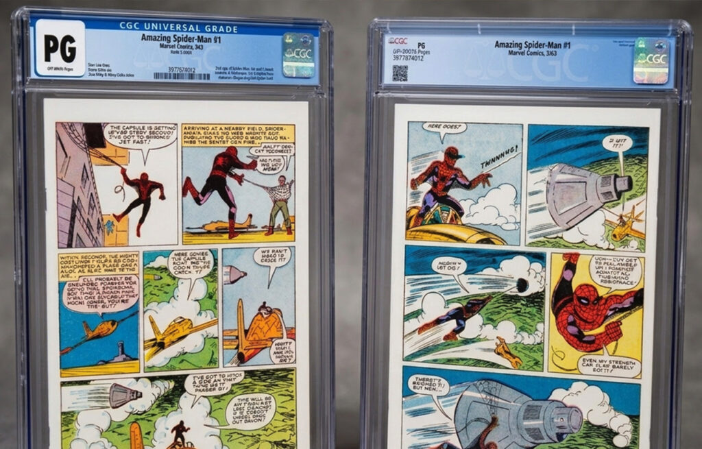 Vintage comic book with bright white pages