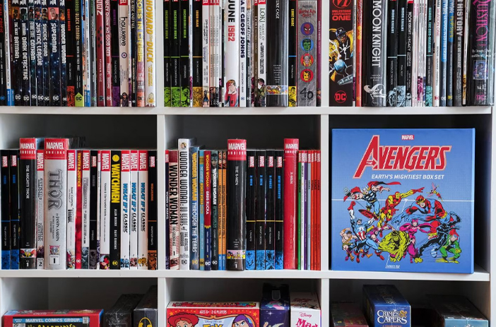 Comic Books Organized on Shelves