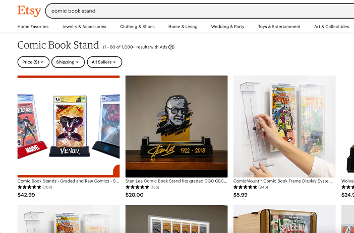 Etsy Comic Book Stands
