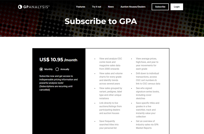 GPAnalysis Subscription Plan