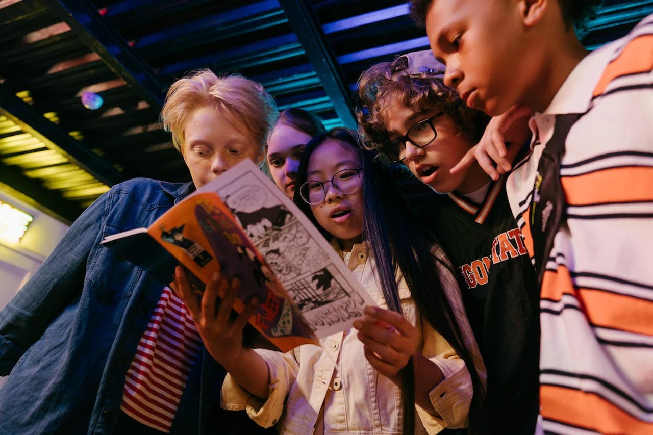 Diverse Kids Enjoying Comic Book