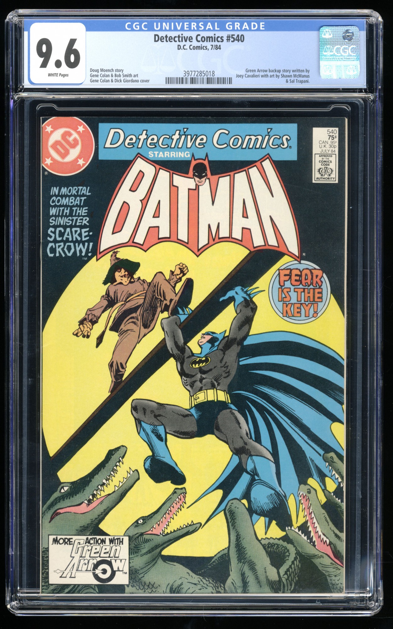 Image: Detective Comics #540 CGC NM+ 9.6 "Fear is the Key!" Scarecrow Batman Cover!