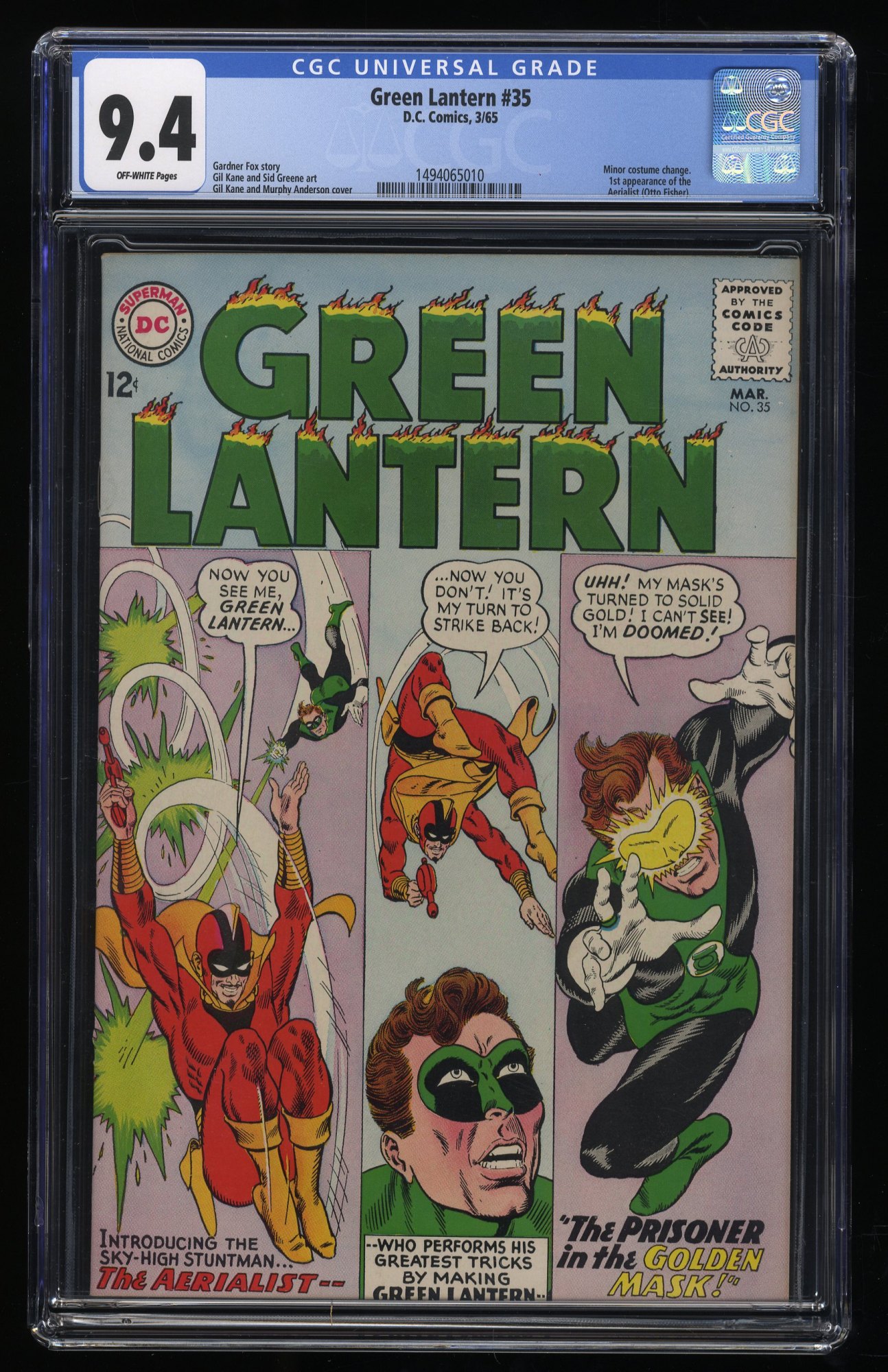 Image: Green Lantern #35 CGC NM 9.4 Off White 1st Appearance Aerialist!