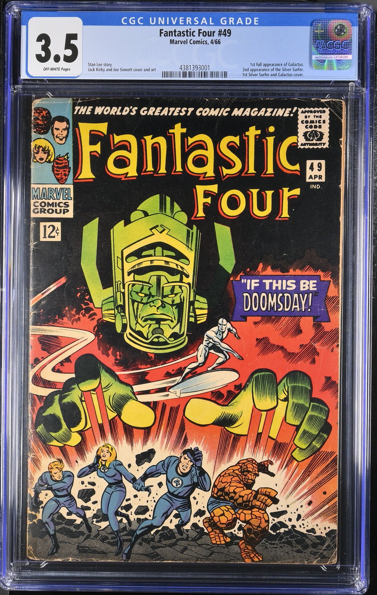 Image: Fantastic Four #49 CGC VG- 3.5 Off White 2nd Silver Surfer 1st Full Galactus!