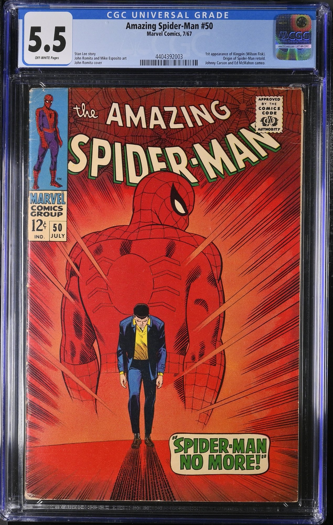 Image: Amazing Spider-Man #50 CGC FN- 5.5 Off White 1st Full Appearance Kingpin!