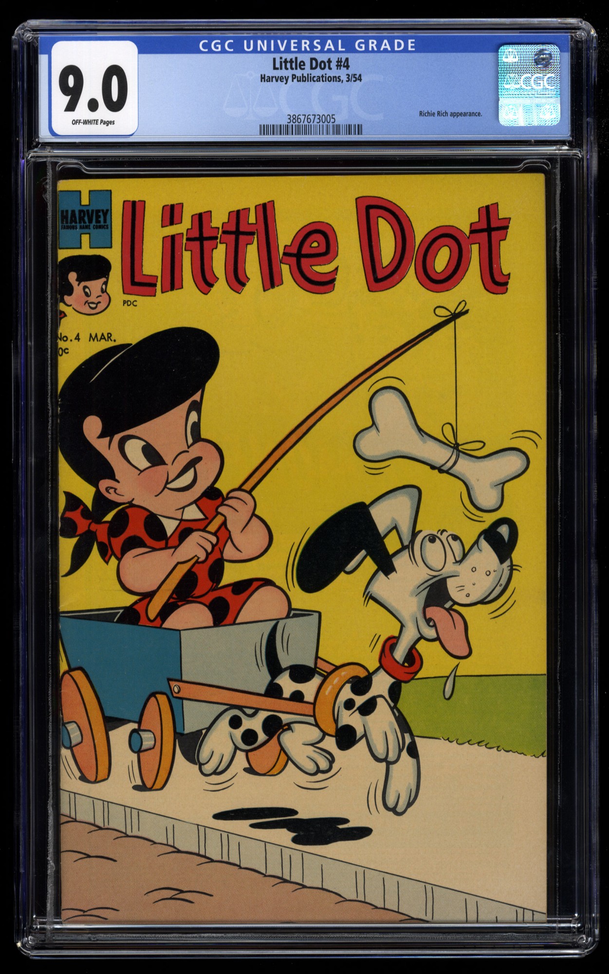 Little Dot #4 CGC VF/NM 9.0 Off White Richie Rich Appearance!