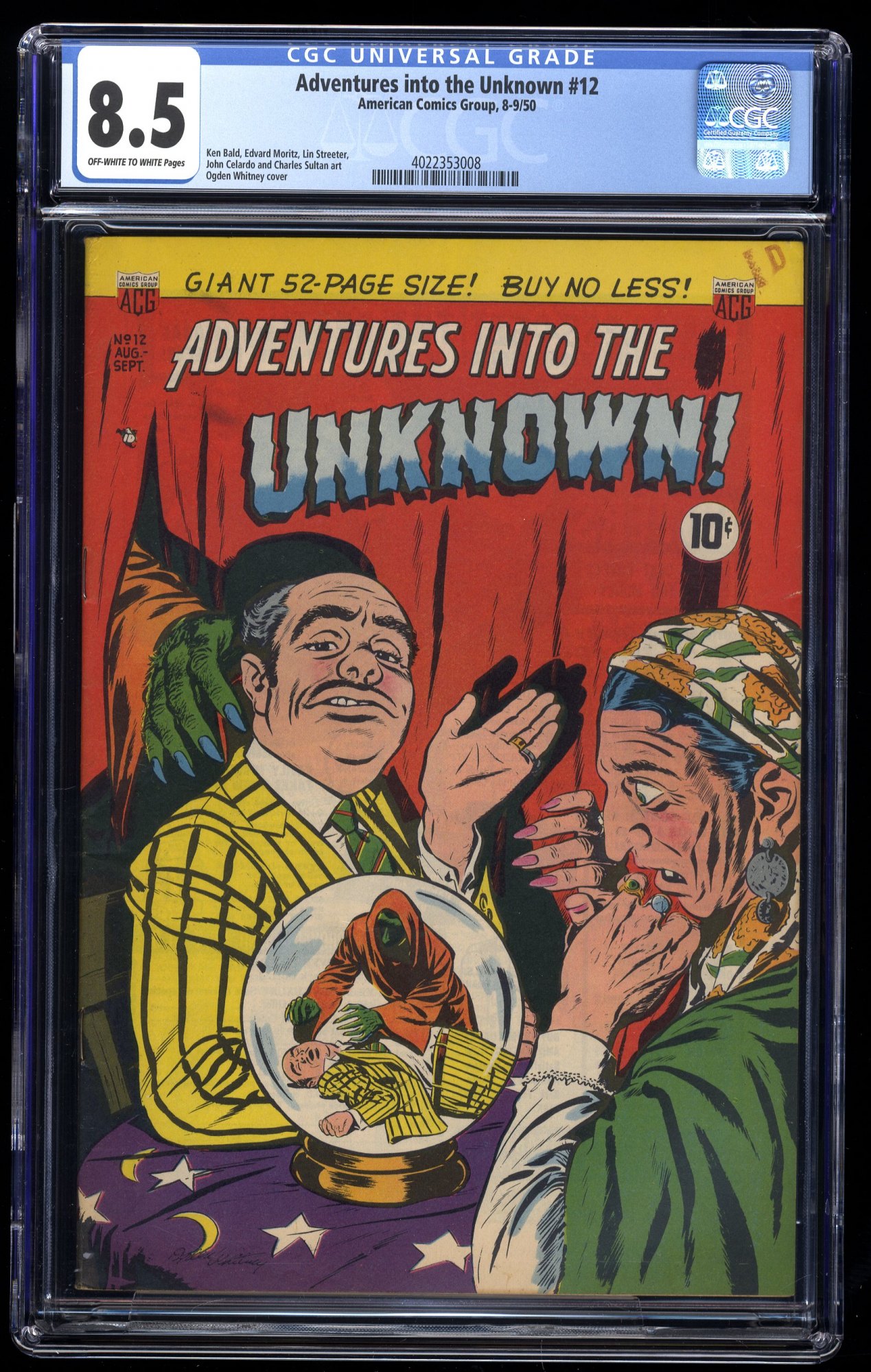 Adventures Into The Unknown #12 CGC VF+ 8.5 Off White to White
