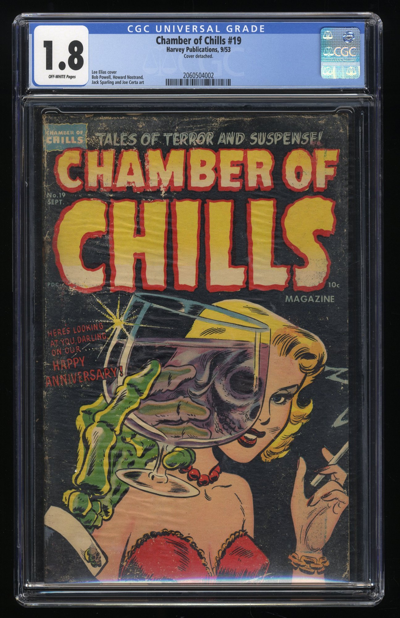 Chamber Of Chills #19 CGC GD- 1.8 Off White Pre Code Horror Classic Cover