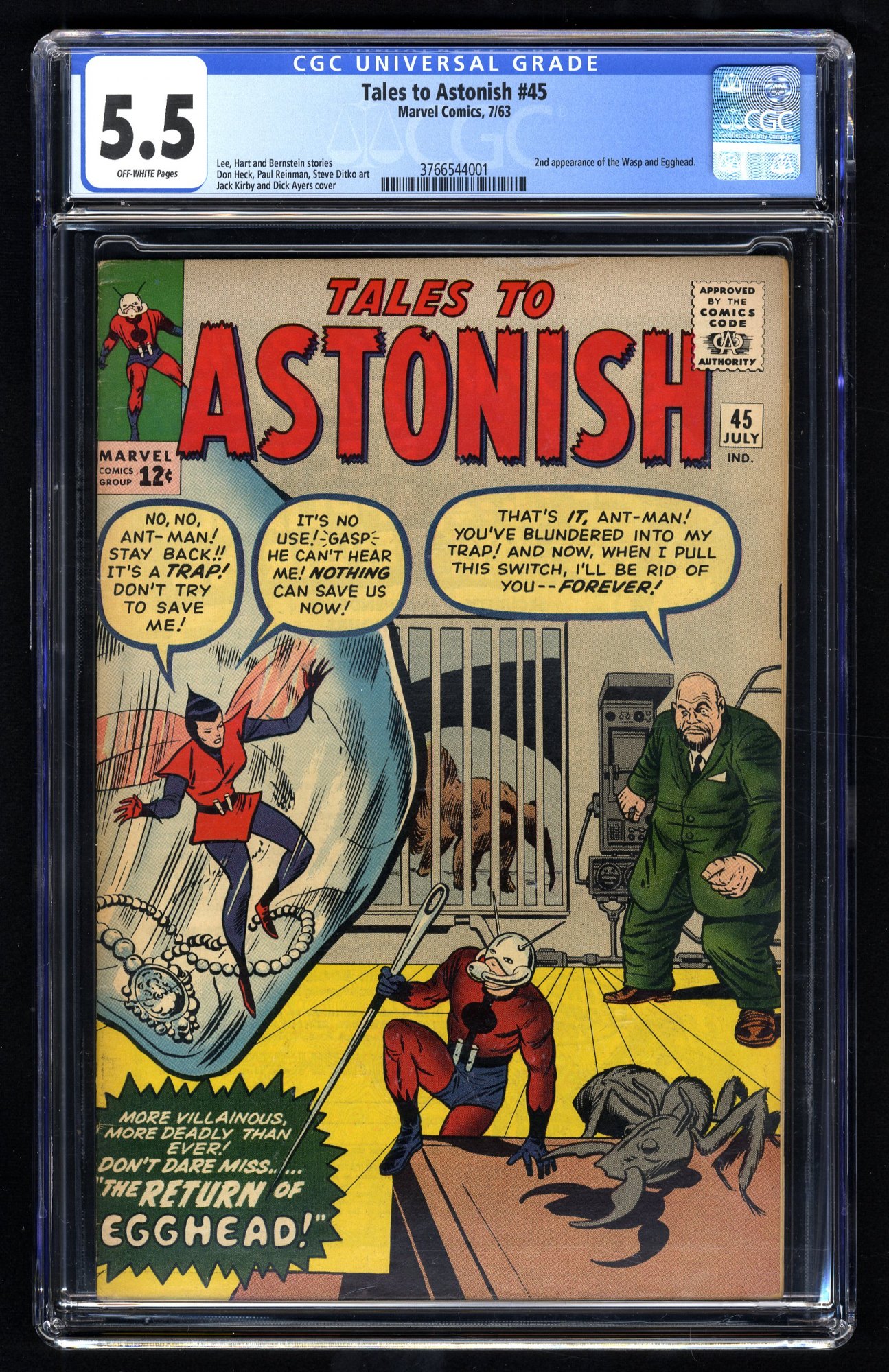 Tales To Astonish #45 CGC FN- 5.5 2nd Appearance Wasp! Egg Head Appearance!