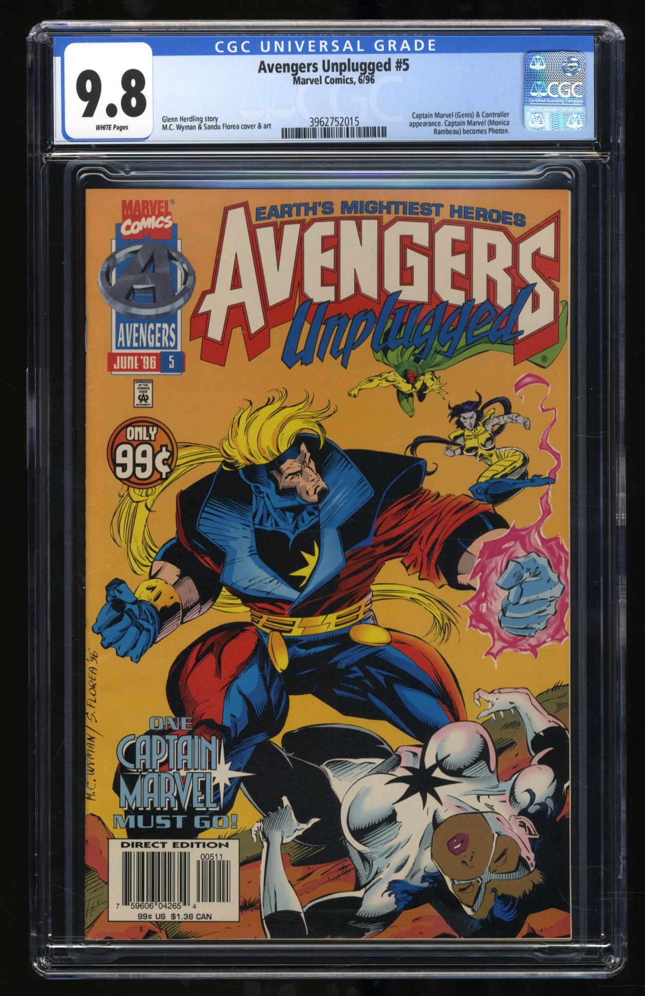 Avengers Unplugged #5 CGC NM/M 9.8 White Pages 1st Appearance Photon!