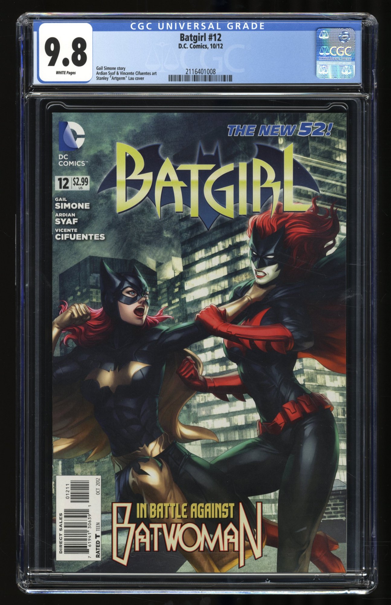 Batgirl (2009) #12 CGC NM/M 9.8 White Pages Artgerm Cover!