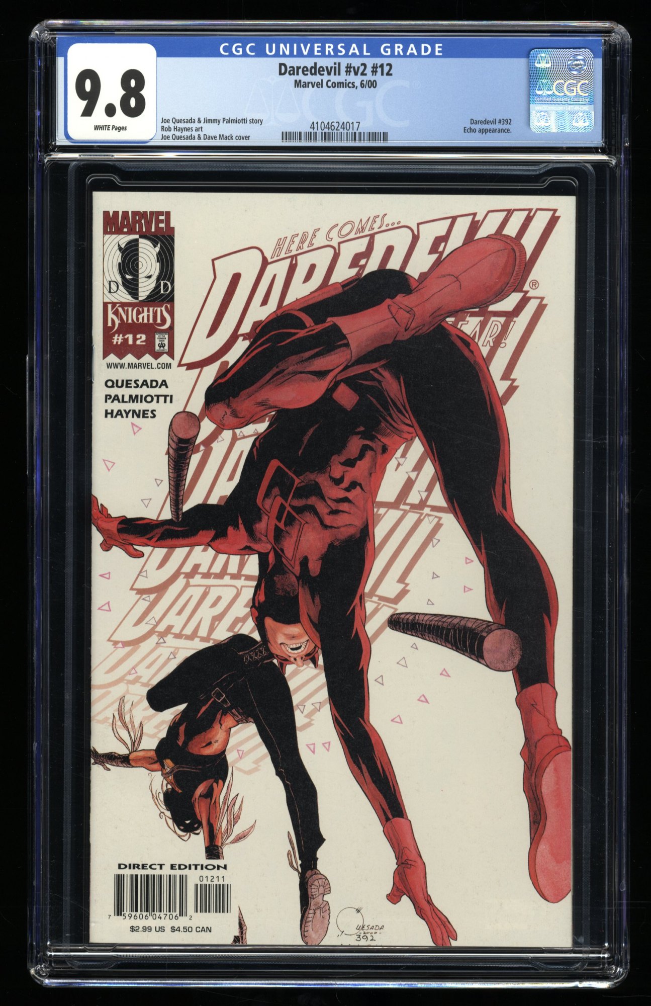 Daredevil (1998) #12 CGC NM/M 9.8 White Pages Echo Appearance!