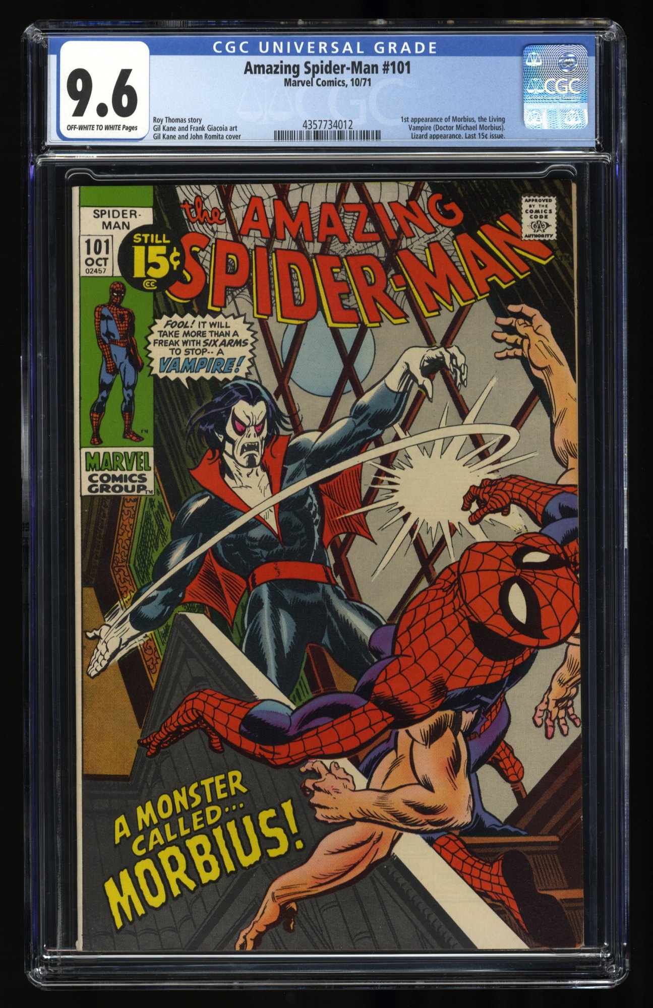 Amazing Spider-Man #101 CGC NM+ 9.6 1st Full Appearance of Morbius!