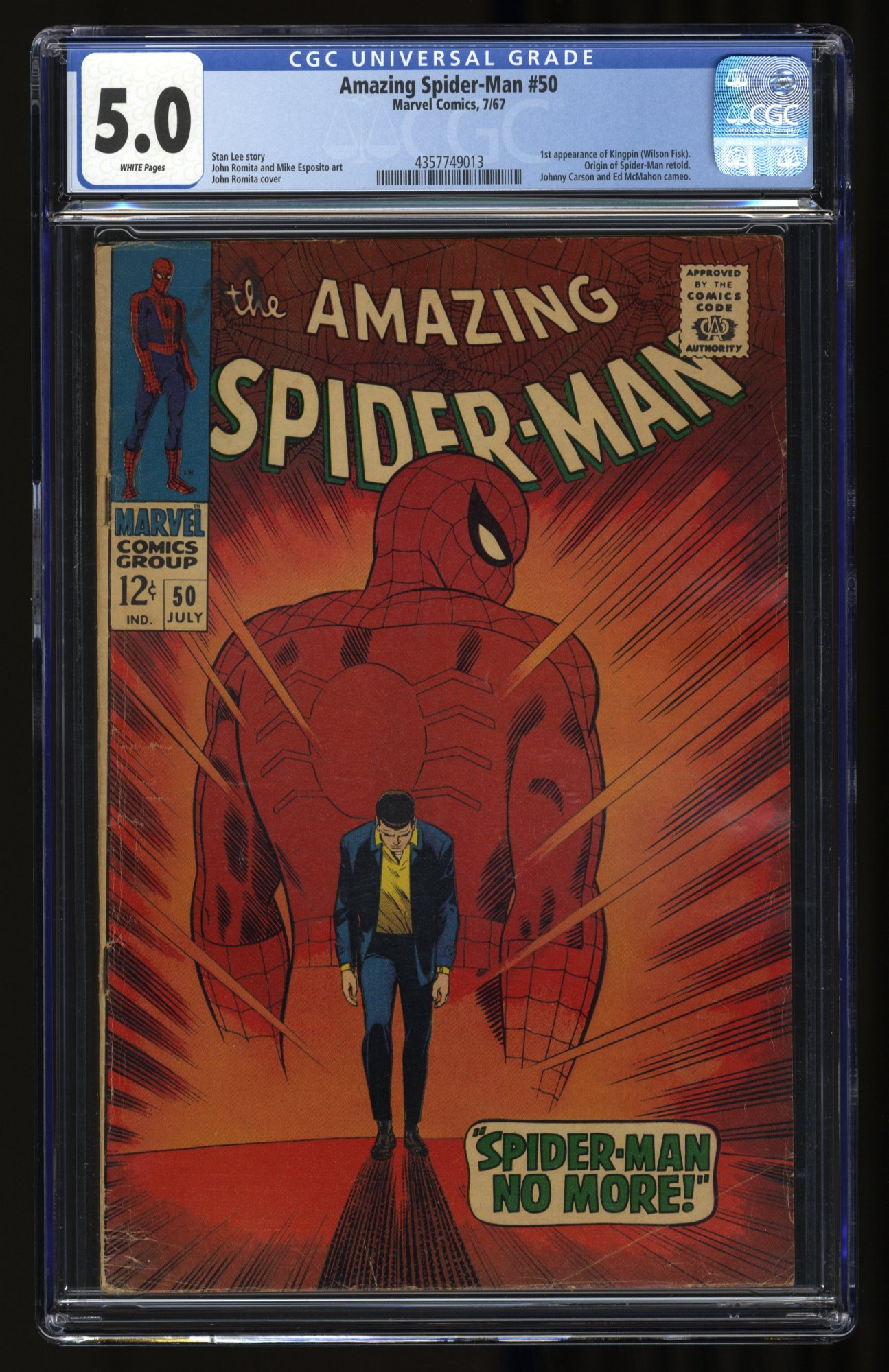 Amazing Spider-Man #50 CGC VG/FN 5.0 White Pages 1st Full Appearance Kingpin!