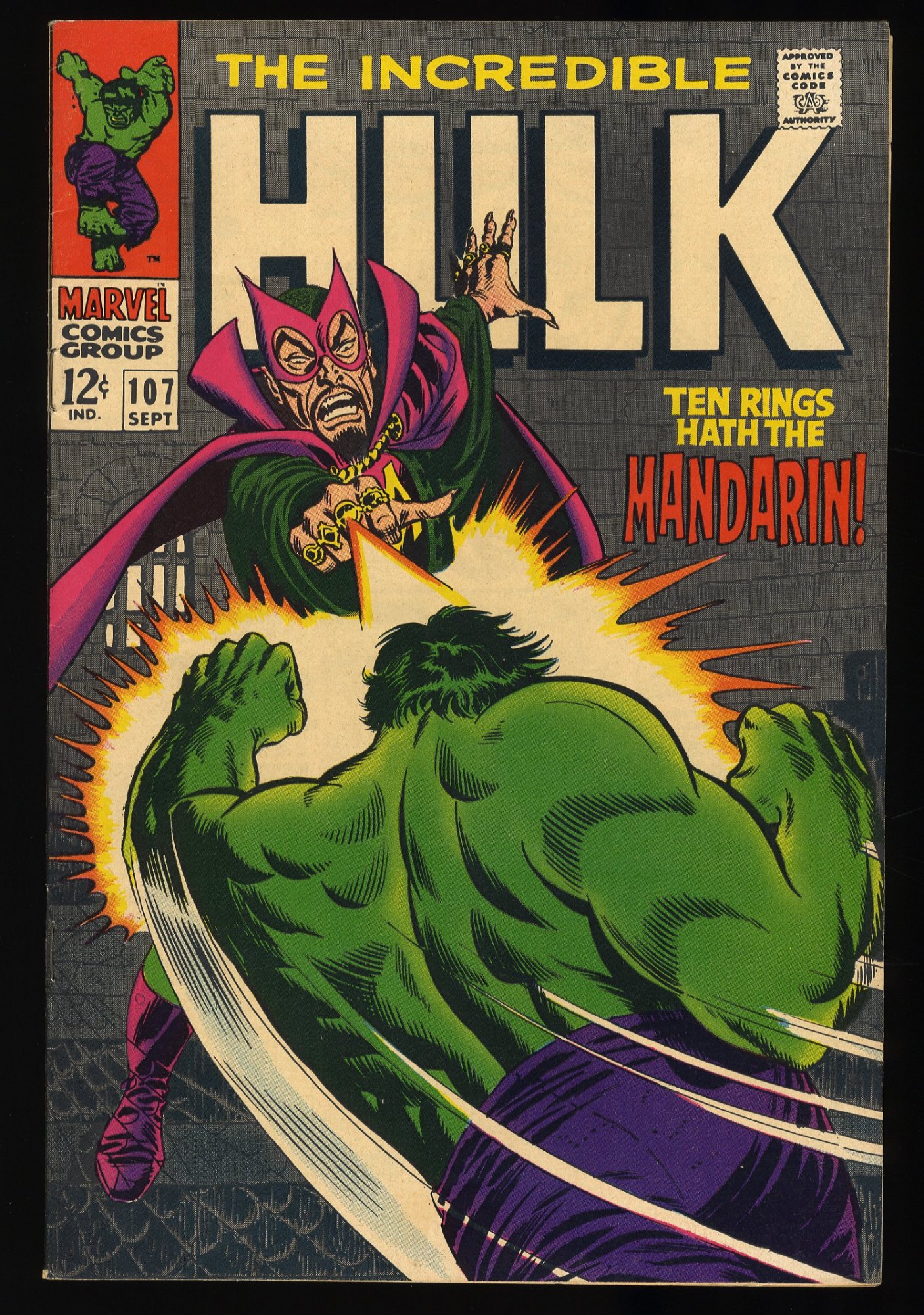 Incredible Hulk #107 VF+ 8.5 Mandarin! Incredible Hulk!