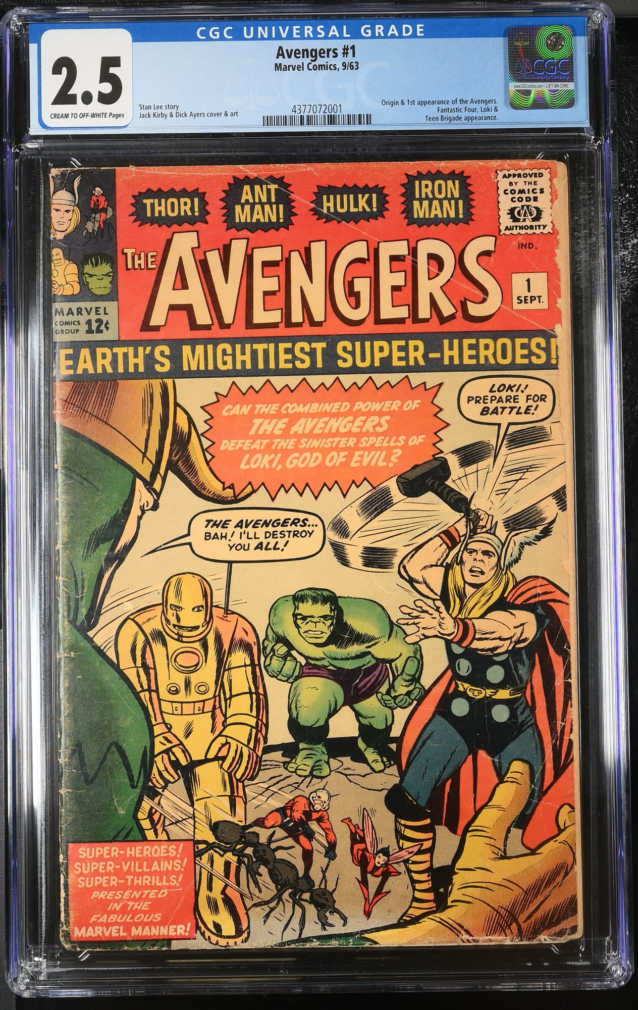 Avengers (1963) #1 CGC GD+ 2.5 Thor! Captain America! Iron Man! Hulk!