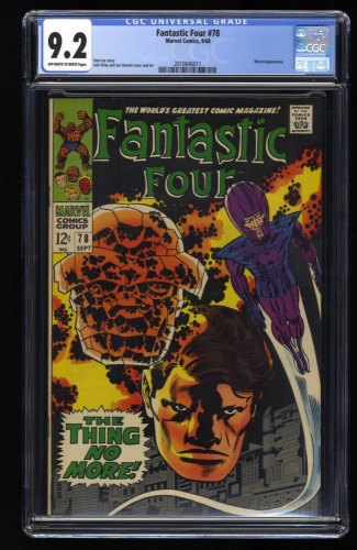 Fantastic Four #78 CGC NM- 9.2 Off White to White Wizard Appearance!