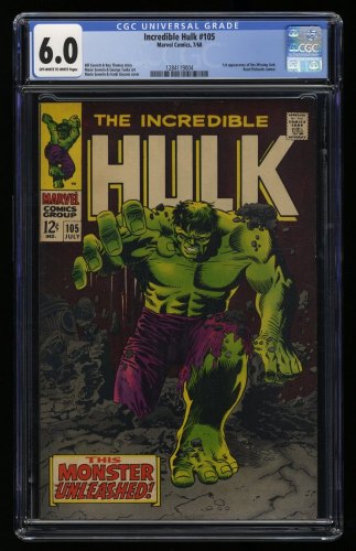 Incredible Hulk #105 CGC FN 6.0 Off White to White 1st Appearance Missing Link!
