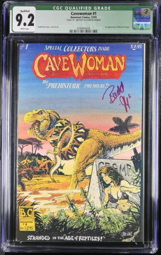 Cavewoman #1 CGC NM- 9.2 Signed by Budd Root!! Basement Comics! Budd Root Art!