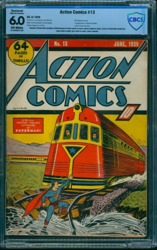 Action Comics #13 CBCS FN 6.0 Off White (Restored) DC Superman