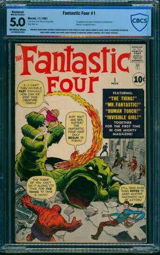 Cover Scan: Fantastic Four #1 CBCS VG/FN 5.0 Off White to White (Restored) Marvel Comics - Item ID #27765